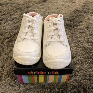 Girls Stride Rite White Leather Lace-up Sneakers